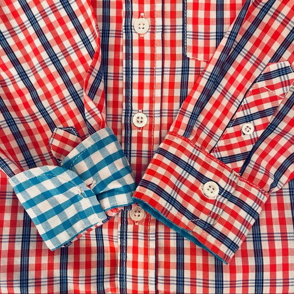 Izod Boys Plaid Button Down Shirt Size L (8-10) - Picture 5 of 7